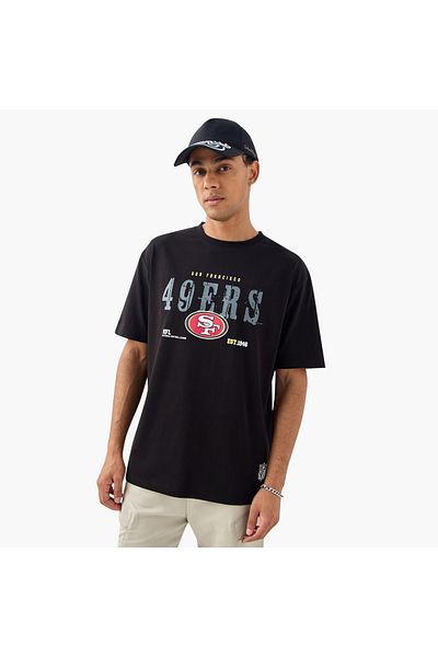 SP Characters NFL Print Crew Neck T-shirt with Short Sleeves