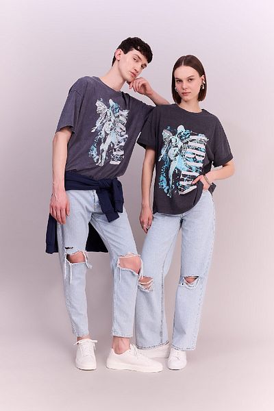 DeFacto Μπλουζάκι Nirvana Oversize Crew Neck με ξεθωριασμένο εφέ που πλένεται C3768ax24sm