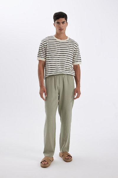 DeFacto Relax Fit Relaxed Cut Skinny Leg Linen Μικτό καλοκαιρινό παντελόνι C1140ax24sm