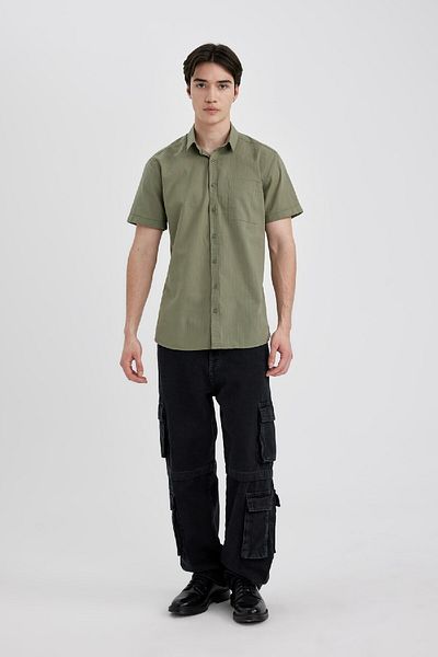 DeFacto Slim Fit košile s krátkým rukávem R1706az24sm