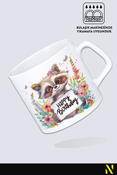 nilizma Happy Birthday Birthday Cute Raccoon Mug Cup Mug 225 ml