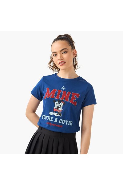 SP Characters Mickey and Minnie Print Crew Neck T-shirt