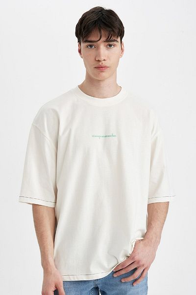 DeFacto Μπλουζάκι με κοντό μανίκι με λαιμόκοψη Loose Fit C2732ax24sm
