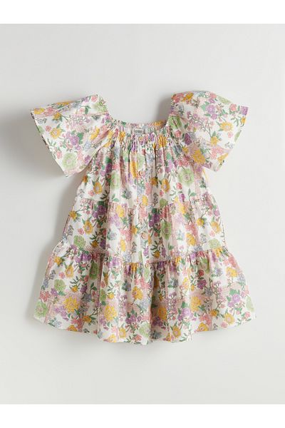 LC Waikiki Φόρεμα κοριτσιού με τετράγωνο γιακά Floral