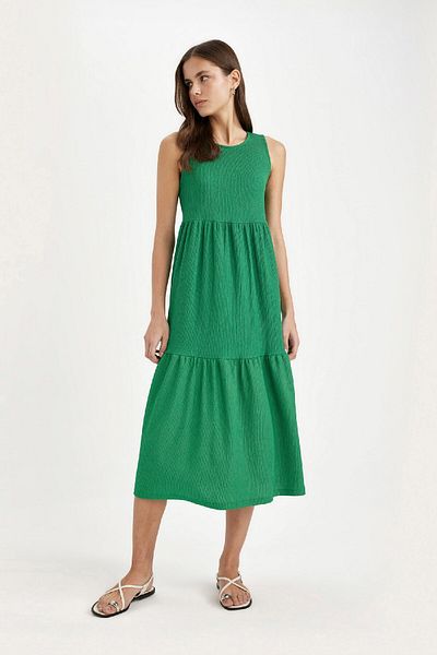 DeFacto Crew Neck Wrap Sleeveless Midi Dress A8841AX24SM