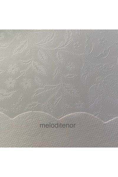 polset Plain White Floral Round Oilcloth Tablecloth with Pvc Lining Slip-Resistant Stain-Resistant 138 X 138 cm