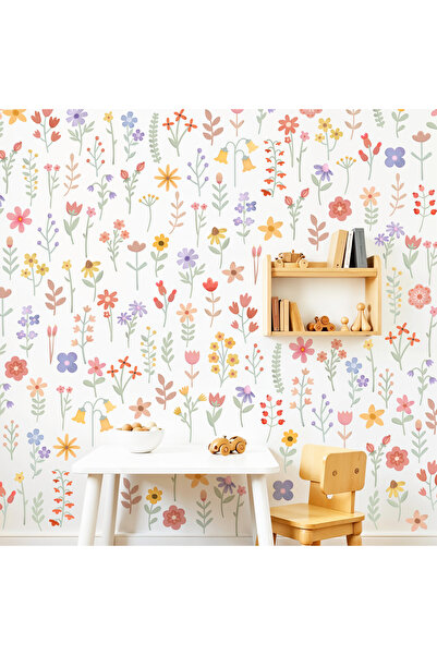 Happy Kid Rooms Suluboya Bahar Çiçekleri Bebek ve Çocuk Odası Duvar Seti