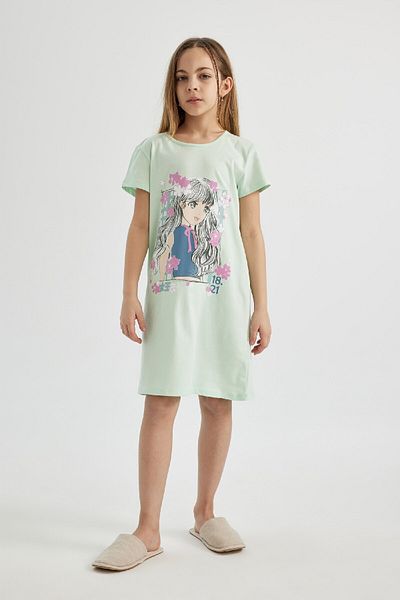 DeFacto Girl's Short Sleeve Printed Dress C2963A824SM