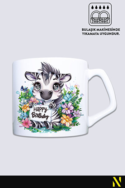 nilizma Happy Birthday Birthday Cute Zebra Mug Cup Mug 225 ml