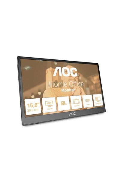 Aoc Monitor portabil LED IPS AOC 15.6", Full HD (1920x1080), 60Hz, 4ms, , USB Type-C, Jack, 16T3EA
