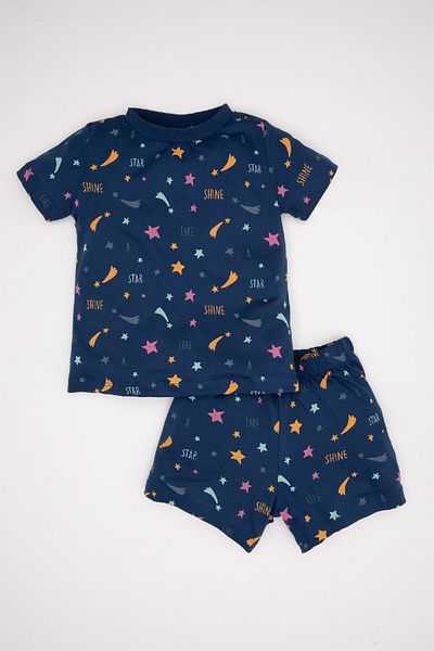 DeFacto Baby Girl Star Patterned Glow in the Dark Kurzarm Shorts gekämmt Pyjama Set C3483a524hs