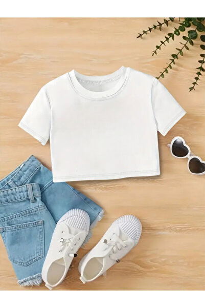 MELADYAN Kız Çocuk Kısa Kollu Crop Tshirt
