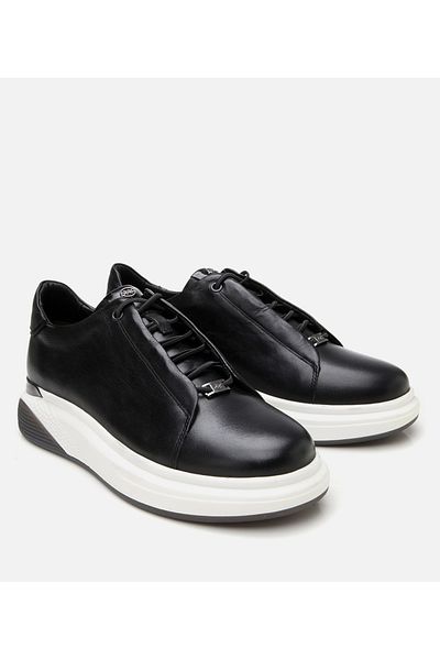 Hotiç Men's Leather Black High-Sole Sports Shoes