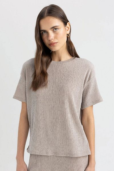 DeFacto Pohodlné krátké tričko Crew Neck Wrap C3843ax24sp