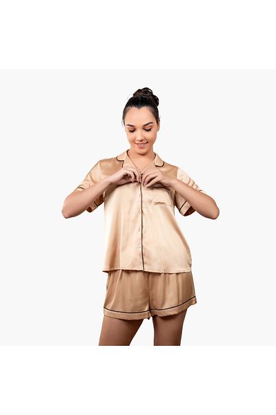 Aadaraya Aadaraya Collared Shirt and Shorts Set