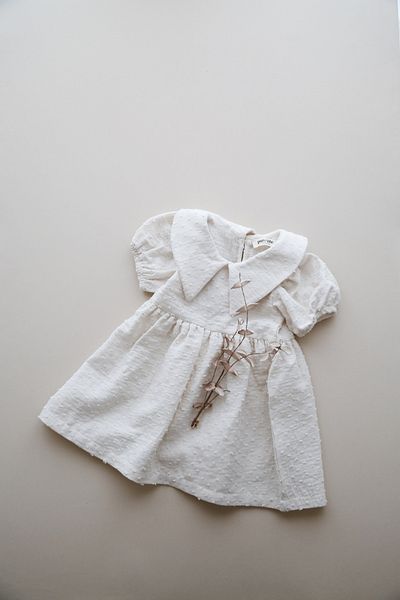 Pure Lille Ecru Children's Dress - Vintage Collar Design