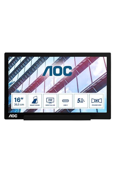 Aoc Monitor portabil LED IPS AOC 15.6inch, Full HD, USB-C, Negru