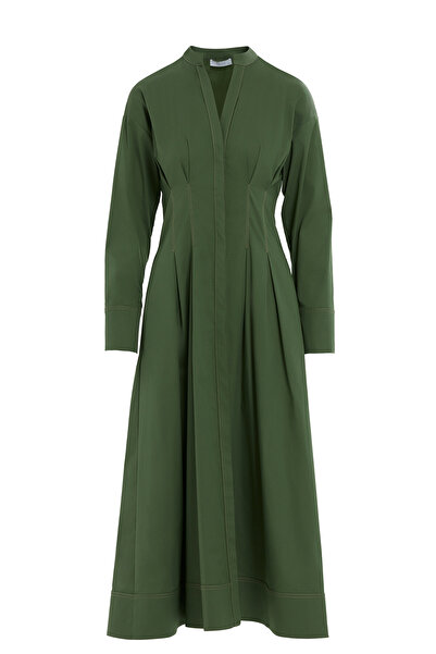 4G GIZIA Hakim Yaka Uzun Kollu Haki Elbise