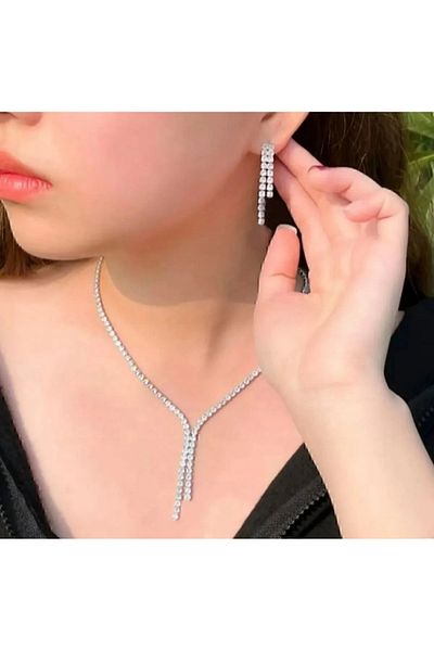 Mihra Aksesuar Necklace Earrings Set