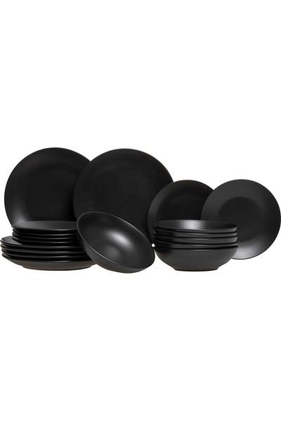 Tavola Black Dinner Set 18 Pcs Ceramics Farfurii Dining Set Plate Set Dishwasher Microwave Safe London