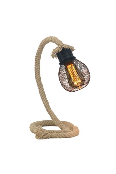 micasa 25W E27 220-240V Elegant Rope Table Lamp with Metal Shade Brown and Black