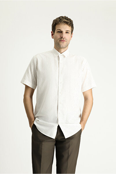 Kiğılı Cămașă sport cu mânecă scurtă în dungi din bumbac - Potrivire obișnuită