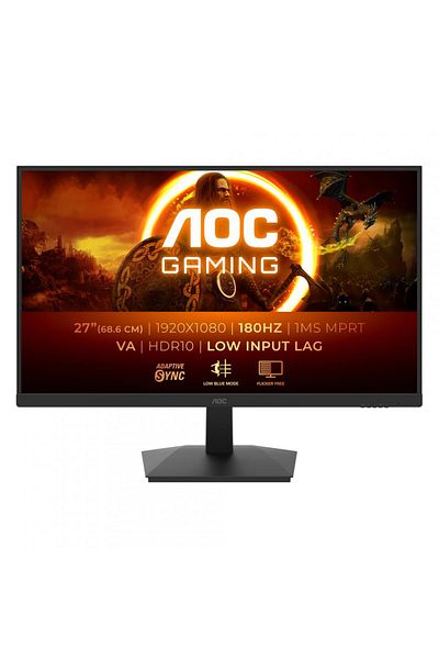 Aoc Monitor Gaming AOC, 27 inch, VA, FHD, 180 Hz, 1 ms, HDR10, HDMI, DisplayPort, 27G15N2, Negru