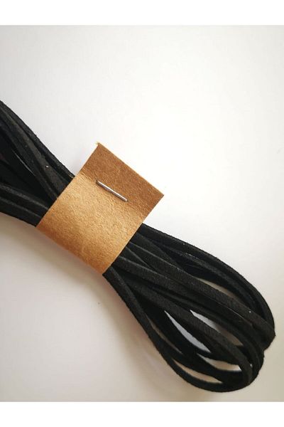 PASAMİA Essential of Elegant Designs: 6 mm Black Suede Rope (2 Meters)