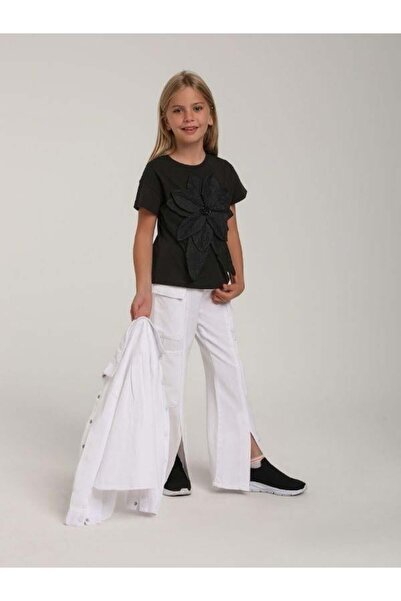 Zekids Κοριτσίστικο μπλουζάκι με κεντητό σχέδιο με λουλούδια