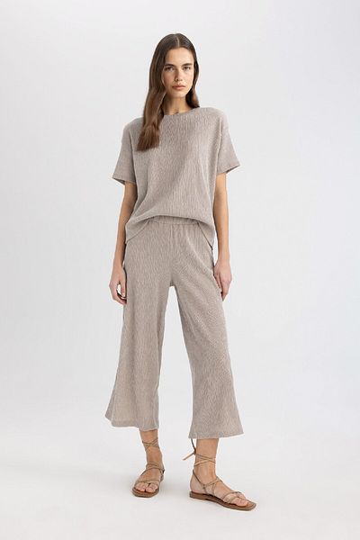 DeFacto Pohodlné krátké tričko Crew Neck Wrap C3843ax24sp