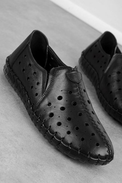 Lal Shoes & Bags Sasha, damă, din piele naturală, cu cusături, cu talpă transparentă, pantofi casual perforați-negri