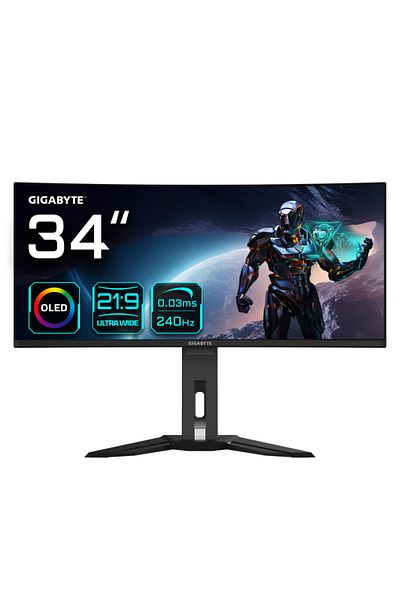 Gigabyte Monitor Gaming OLED, WQHD, DisplayPort, HDMI, Boxe, 240Hz, ms, Negru