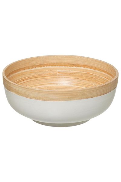 Five Simply Smart Modern Design Bamboo Salad Bowl White and Beige 20cm 179727A