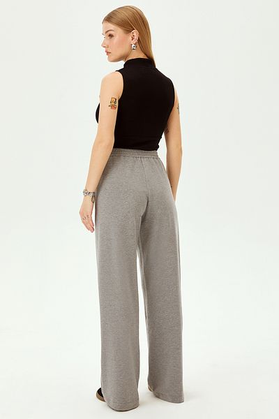 Allyco Regular Gray Knitted Trousers with Elastic Waist