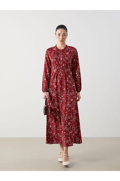 LC Waikiki Classic Crew Neck Patterned A-Line Women's Dress