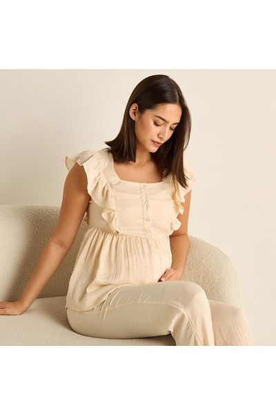 FAV Ruffle Detail Satin Maternity Pyjama Set