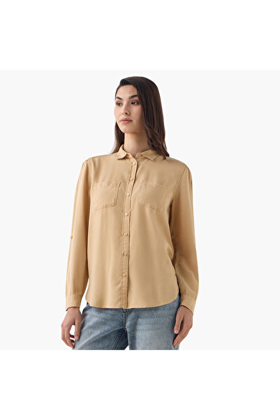 FAV Denim Shirt with Collar and Long Sleeves