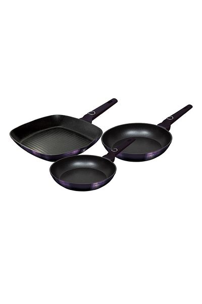 Berlinger Titanium coated frying pan set 3 pieces Purple Eclipse Collection Steak