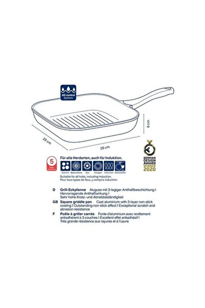 KELA Keck Lang Stella Nova grill pan cast aluminum black 28.0x28.0x6.0cm