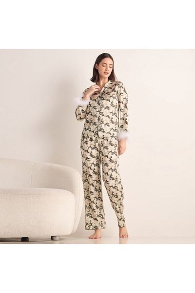 FAV Floral Print Satin Pyjama Set