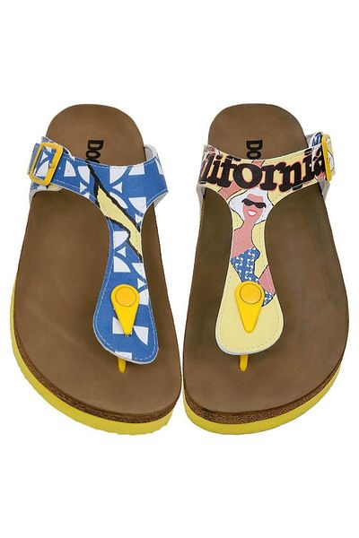 Dogo Women's Vegan Leather Multicolor Flip Flops - Southern California Design