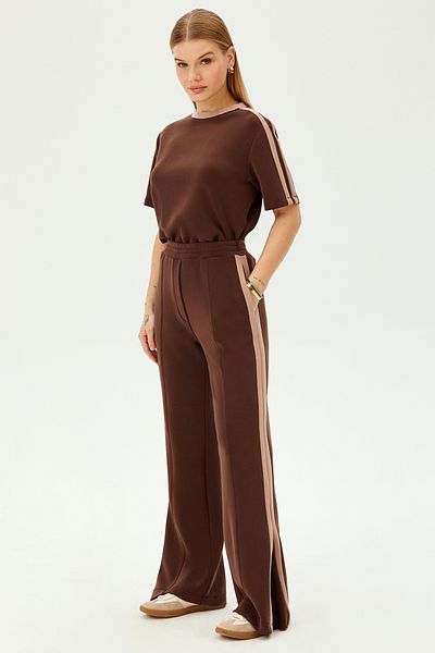 Allyco Ribbed Modal Blend Comfortable Fit Knitted Trousers with Elastic Waist