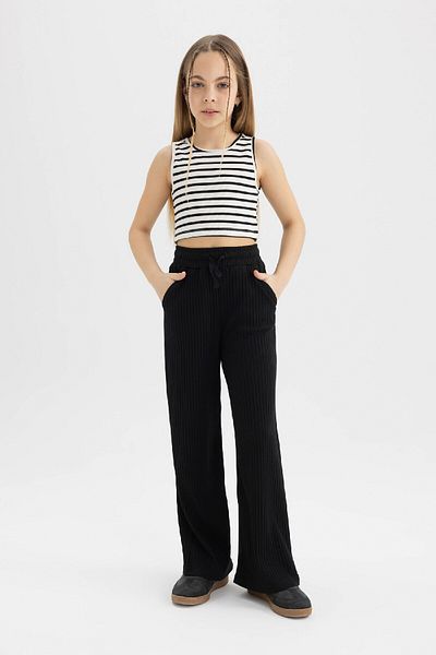 DeFacto Girl's Wide Leg Ribbed Camisole Trousers C4595A824SM