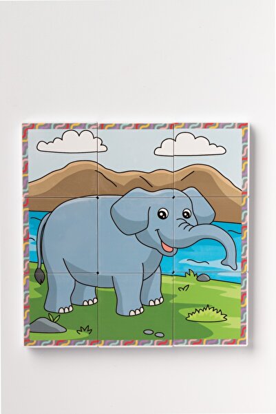 KÜPSS Manyetik Blok Çift Taraflı 9 Parçalı Mıknatıslı Puzzle 2 Görsel Zürafa-Fil YapBoz
