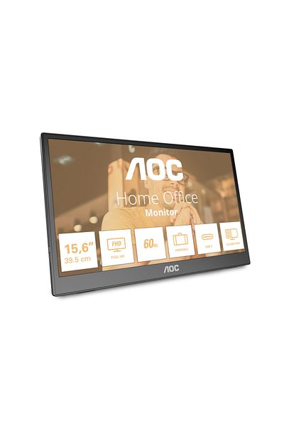 Aoc Monitor portabil LED IPS AOC 15.6", Full HD (1920x1080), 60Hz, 4ms, , USB Type-C, Jack, 16T3EA