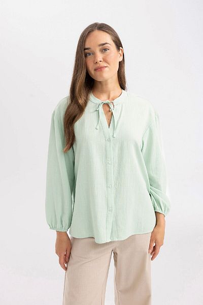 DeFacto Regular Fit Crew Neck Long Sleeve Blouse C3821AX24SM