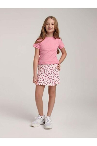 Zekids Κοριτσίστικο μπλουζάκι με βαμβακερά μανίκια κοντό βολάν