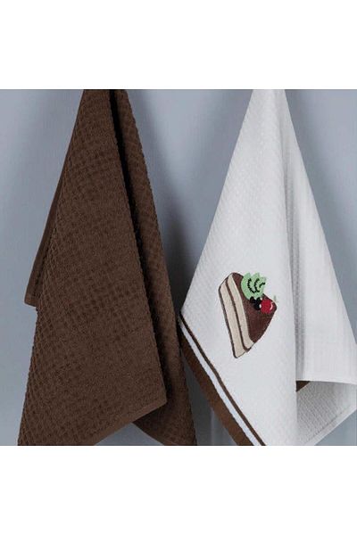 MAXSTYLE Browni Кухненски кърпи от памук, 2 броя, 40x60 см, бяло-кафяви
