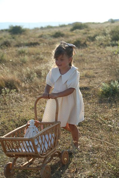 Pure Lille Ecru Children's Dress - Vintage Collar Design