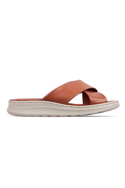 Lal Shoes & Bags Дамски чехли с кръстосани презрамки, брюнетки, от естествена кожа - кафяви